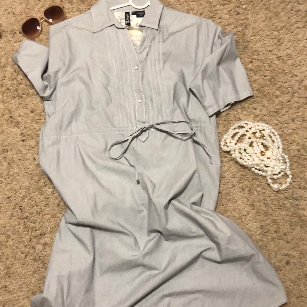 RU Cowgirl grey button up midi dress. size L